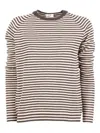Base Milano Striped Sweater In Brown