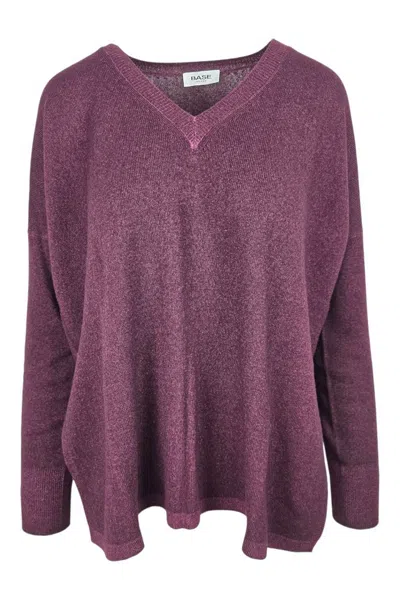 Base Milano Sweaters Eggplant In Melanzana Viola