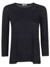 Base Milano Linen Jersey Long Sleeve T-shirt In Blue
