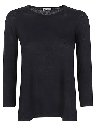 Base Milano Linen Jersey Long Sleeve T-shirt In Blue