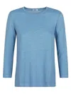Base Milano Linen Jersey Long Sleeve T-shirt In Blue