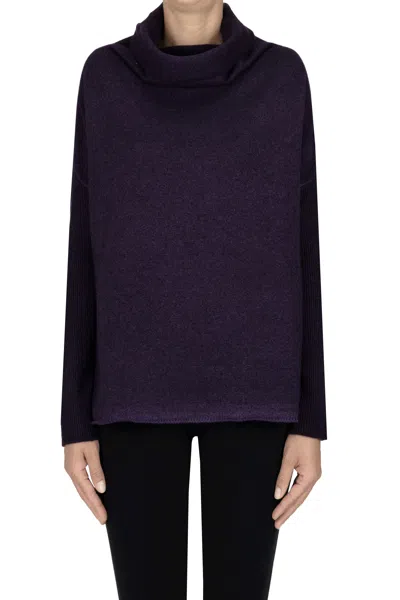 Base Milano Turtleneck Boxy Pullover In Blue