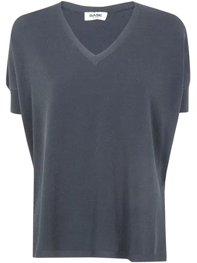 Base Milano V Neck Sweater In Blue
