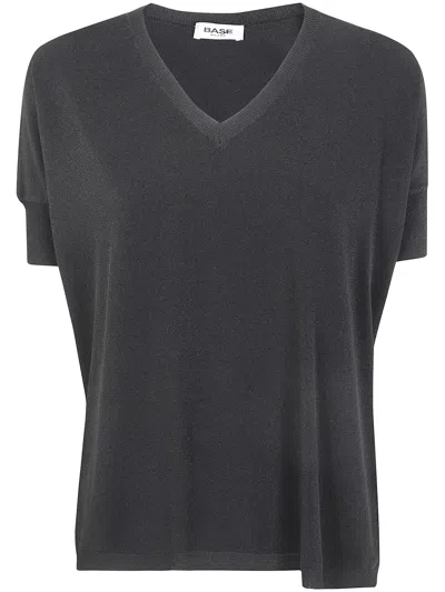Base Milano V Neck Sweater In Gray
