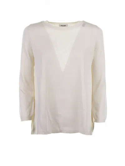 Base Milano Vanilla Crewneck Sweater In Neutral