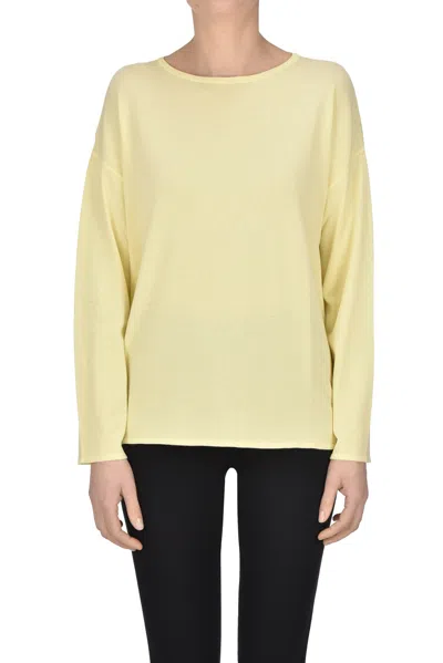 Base Milano Viscose Knit Boxy Pullover In Yellow