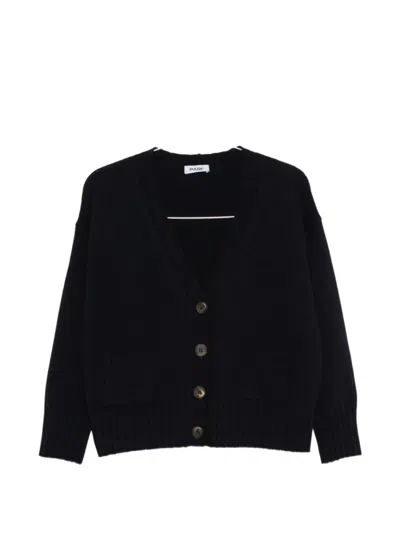 Base Milano Wool V-necked Cardigan In Navy