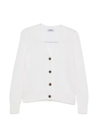Base Milano Wool V-necked Cardigan In White
