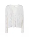 Base Milano White Crew-neck Sweater With Braid Motif In White