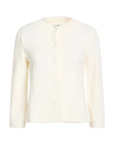 Base Milano Woman Cardigan Ivory Size 6 Cotton, Polyamide In White