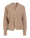 Base Milano Woman Cardigan Sand Size 8 Alpaca Wool, Polyamide, Wool, Elastane In Brown