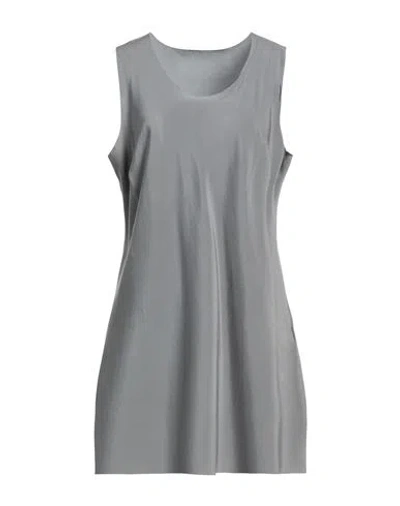 Base Milano Woman Mini Dress Grey Size 14 Silk, Elastane In Gray