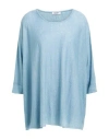 Base Milano Woman Sweater Azure Size 8 Linen, Polyamide In Blue