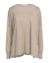 Base Milano Woman Sweater Beige Size 8 Linen, Cotton In Beige