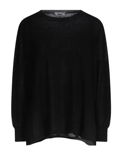 Base Milano Woman Sweater Black Size 6 Linen, Cotton