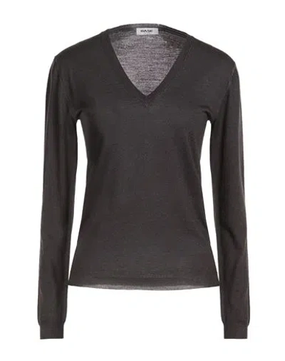 Base Milano Woman Sweater Charcoal Size 10 Merino Wool, Silk In Brown