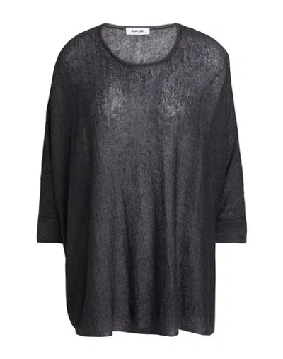Base Milano Woman Sweater Charcoal Size 8 Linen, Polyamide In Grey
