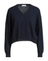 Base Milano Woman Sweater Midnight Blue Size 6 Wool, Silk, Cashmere In Blue