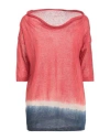Base Milano Woman Sweater Red Size 12 Linen, Polyamide In Red