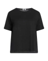 Base Milano Woman T-shirt Midnight Blue Size 8 Linen, Elastane