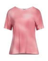 Base Milano Woman T-shirt Pink Size 10 Viscose, Linen