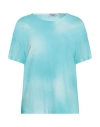 Base Milano Woman T-shirt Turquoise Size 10 Viscose, Linen In Blue