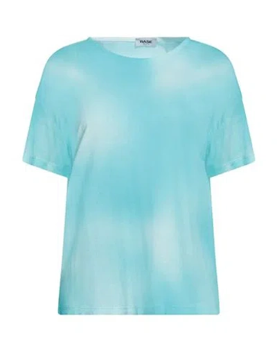 BASE MILANO BASE MILANO WOMAN T-SHIRT TURQUOISE SIZE 10 VISCOSE, LINEN