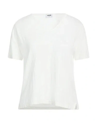 Base Milano Woman T-shirt White Size 8 Linen, Elastane In Gray