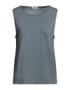 Base Milano Woman Tank Top Grey Size 8 Cotton In Gray