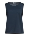 Base Milano Woman Tank Top Navy Blue Size 8 Cotton