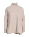 Base Milano Woman Turtleneck Beige Size 4 Merino Wool, Cashmere