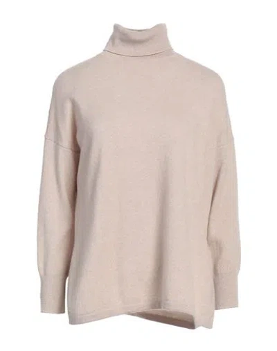 Base Milano Woman Turtleneck Beige Size 4 Merino Wool, Cashmere