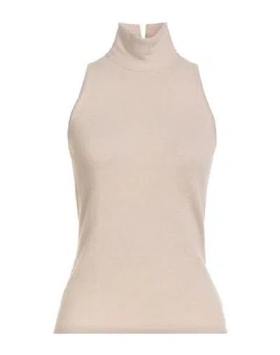 Base Milano Woman Turtleneck Beige Size 8 Cashmere In Sand