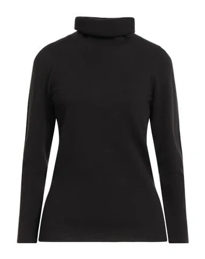 Base Milano Woman Turtleneck Black Size 10 Wool, Polyester
