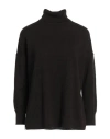 Base Milano Woman Turtleneck Dark Brown Size 4 Merino Wool, Cashmere In Brown