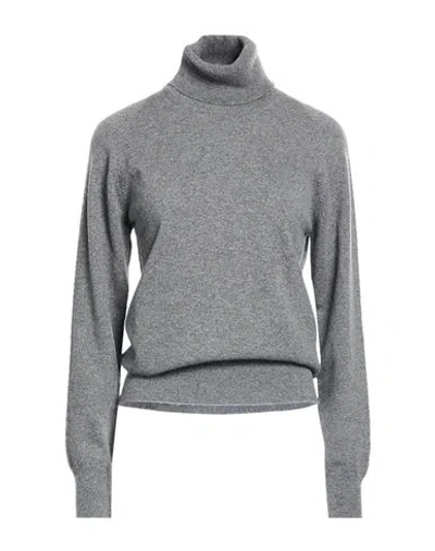 Base Milano Woman Turtleneck Grey Size 10 Cashmere In Gray
