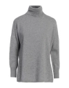 Base Milano Woman Turtleneck Grey Size 4 Merino Wool, Cashmere