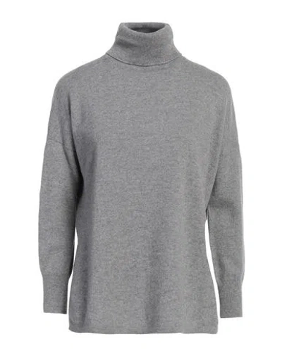 Base Milano Woman Turtleneck Grey Size 4 Merino Wool, Cashmere