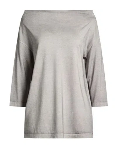 Base Milano Woman Turtleneck Grey Size 8 Merino Wool, Silk In Gray