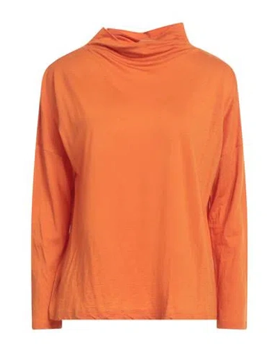Base Milano Woman Turtleneck Orange Size 4 Virgin Wool, Polyamide