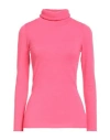 Base Milano Woman Turtleneck Pink Size 12 Wool, Polyester In Pink