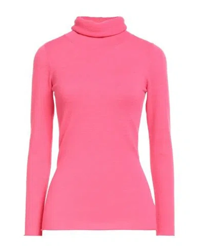 Base Milano Woman Turtleneck Pink Size 12 Wool, Polyester