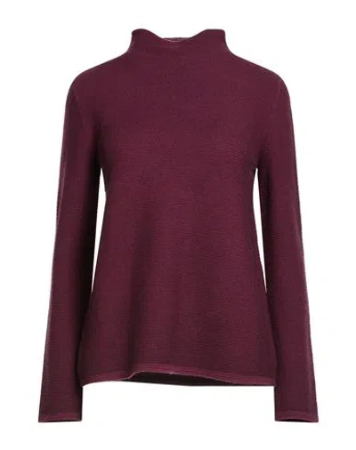 Base Milano Woman Turtleneck Plum Size 6 Wool, Silk, Cashmere In Red