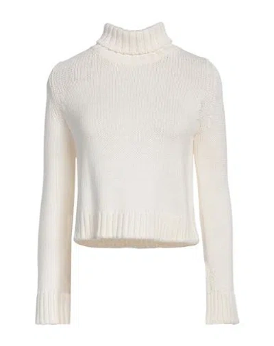 Base Milano Woman Turtleneck White Size 4 Merino Wool In White