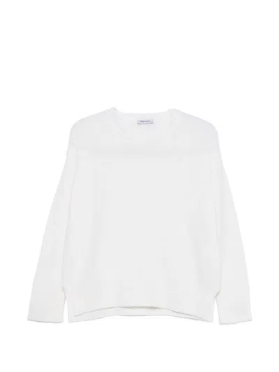 Base Milano Wool And Cashmere Crewneck Sweater In White
