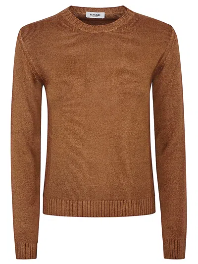 Base Milano Wool Crewneck Jumper In Brown