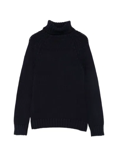 Base Milano Wool Turtle-neck Sweater In Black