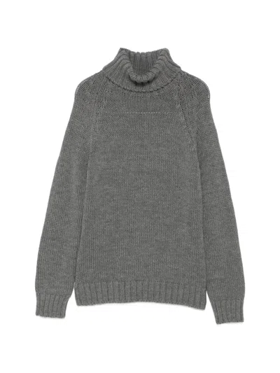 Base Milano Wool Turtle-neck Sweater In Gray