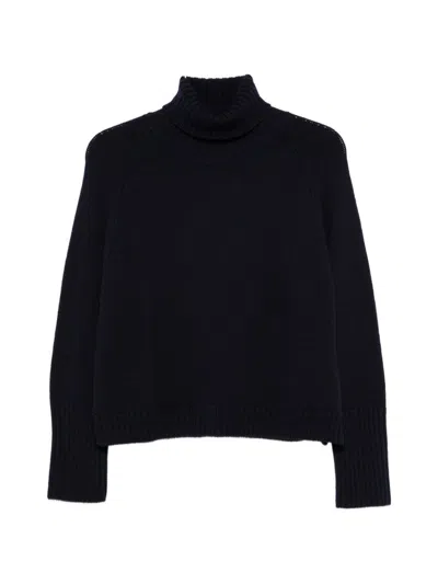 Base Milano Wool Turtle-neck Sweater In Black