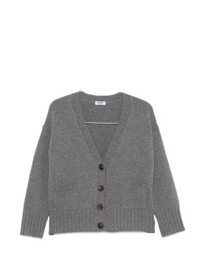 Base Milano Wool V-necked Cardigan In Gray